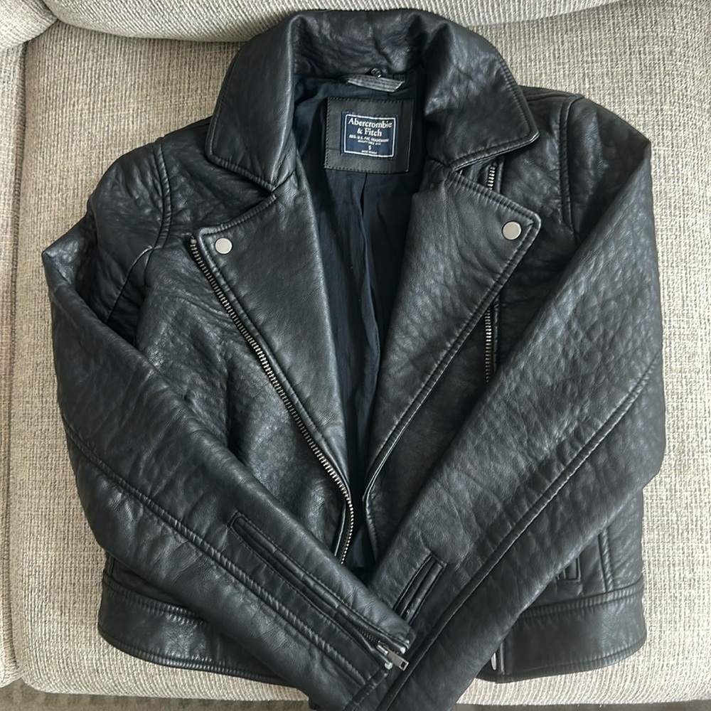 Abercrombie Leather Jacket - Small